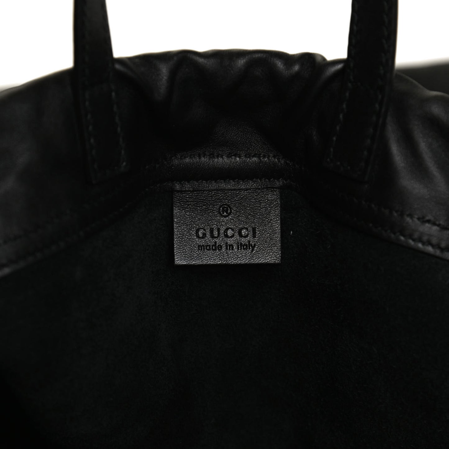Calfskin Logo Drawstring Backpack Black