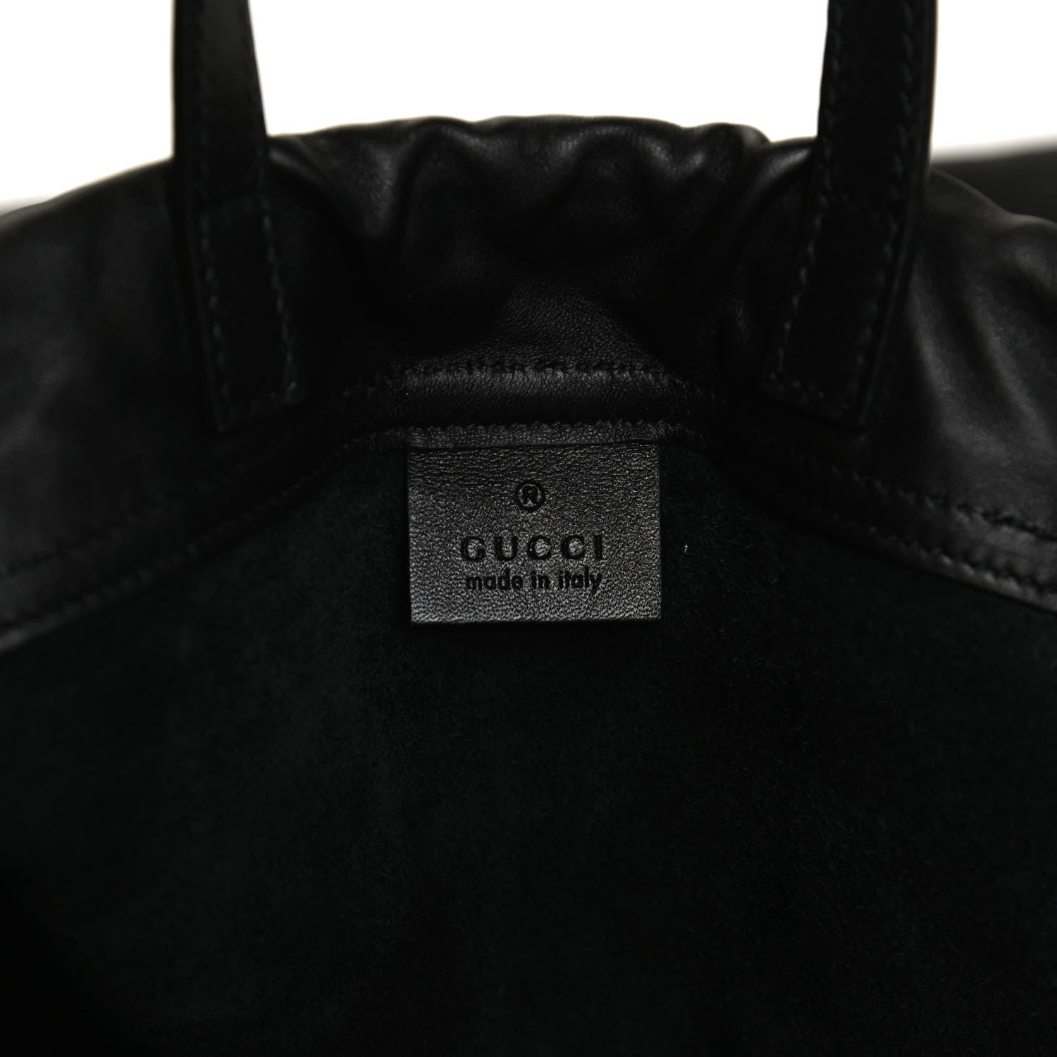 Gucci Calfskin Logo Drawstring Backpack Black 5 of 12