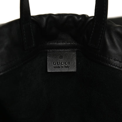 Gucci Calfskin Logo Drawstring Backpack Black 5 of 12