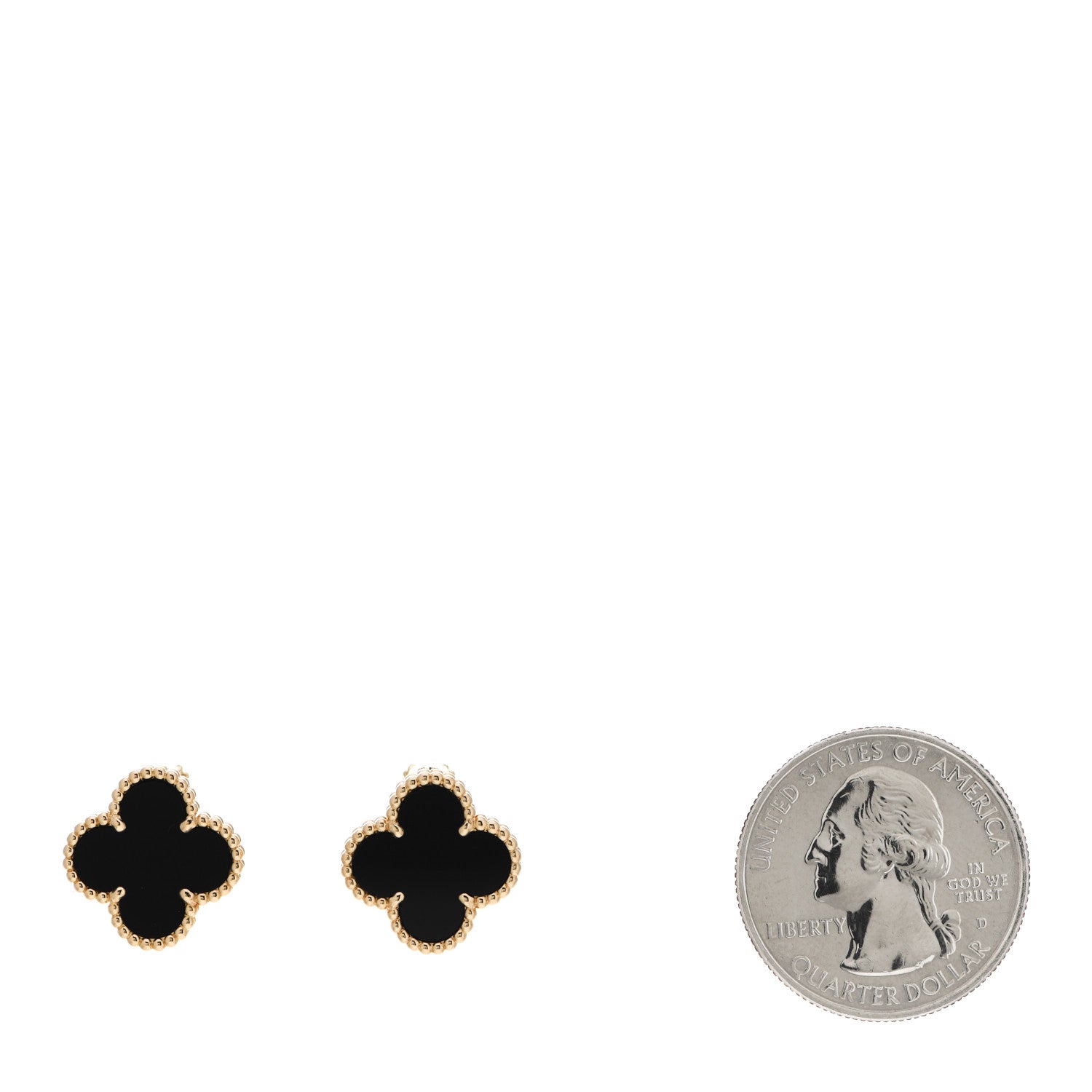 Van Cleef & Arpels 18K Yellow Gold Black Onyx Vintage Alhambra Earrings 2 of 5