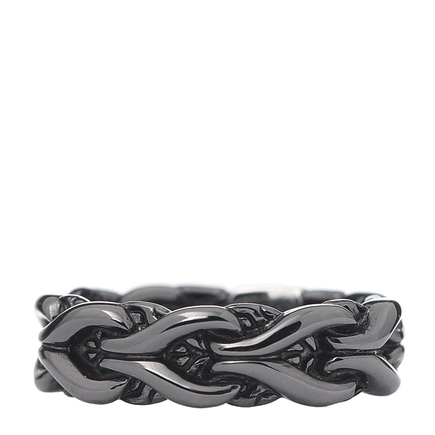 John Hardy Blackened Sterling Silver Asli Link Band Ring 49 5 1 of 4