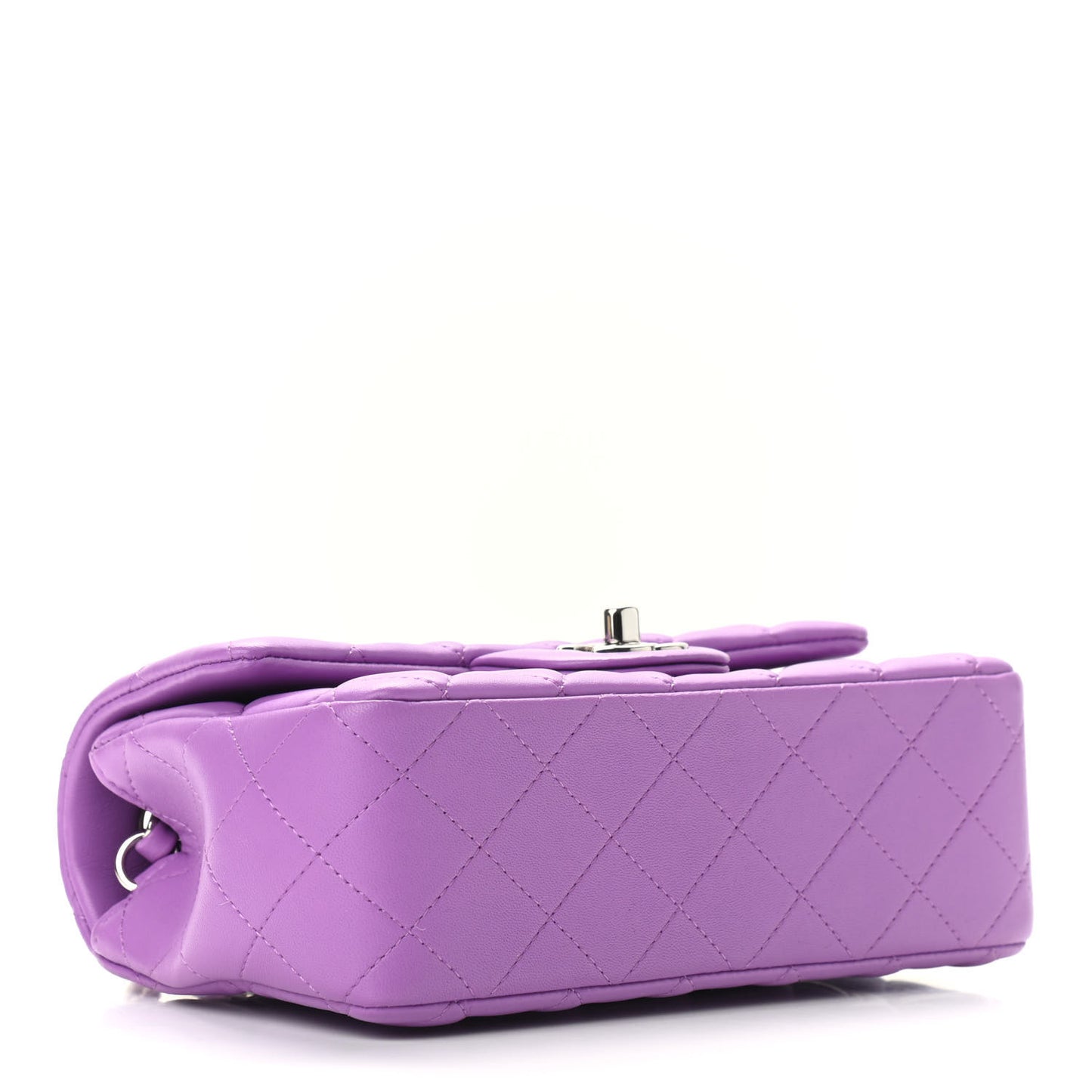 Lambskin Quilted Mini Rectangular Flap Purple