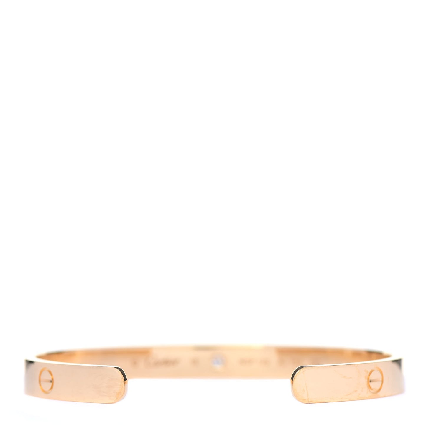 18K Yellow Gold 1 Diamond LOVE Cuff Bracelet 18
