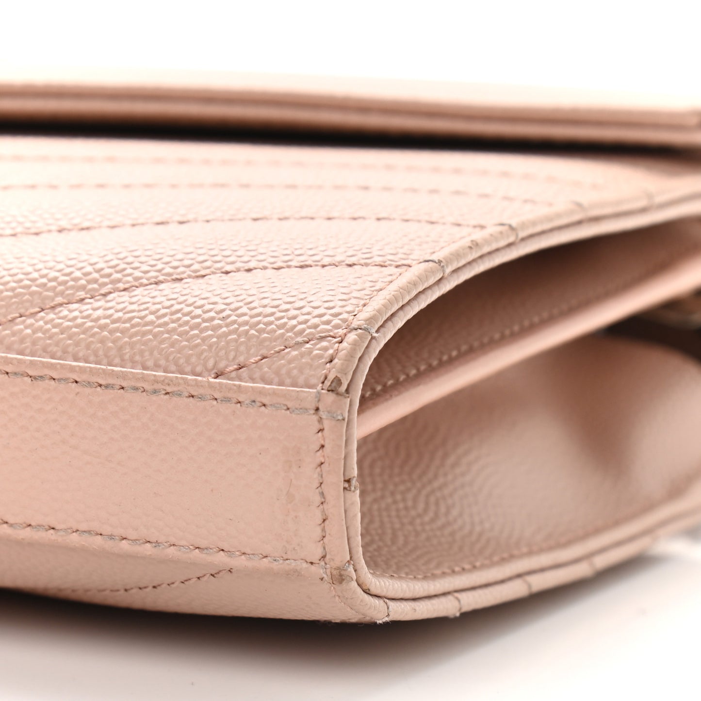 Grain De Poudre Matelasse Chevron Monogram Chain Wallet Pale Pink