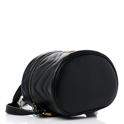 Gucci Calfskin Matelasse Mini GG Marmont Round Backpack Black 4 of 10