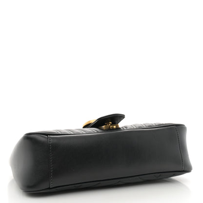 Gucci Calfskin Matelasse Small GG Marmont Shoulder Bag Black 4 of 13