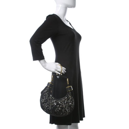 Chloe Lambskin Suede Crystal Beaded Bracelet Bag Black 2 of 9