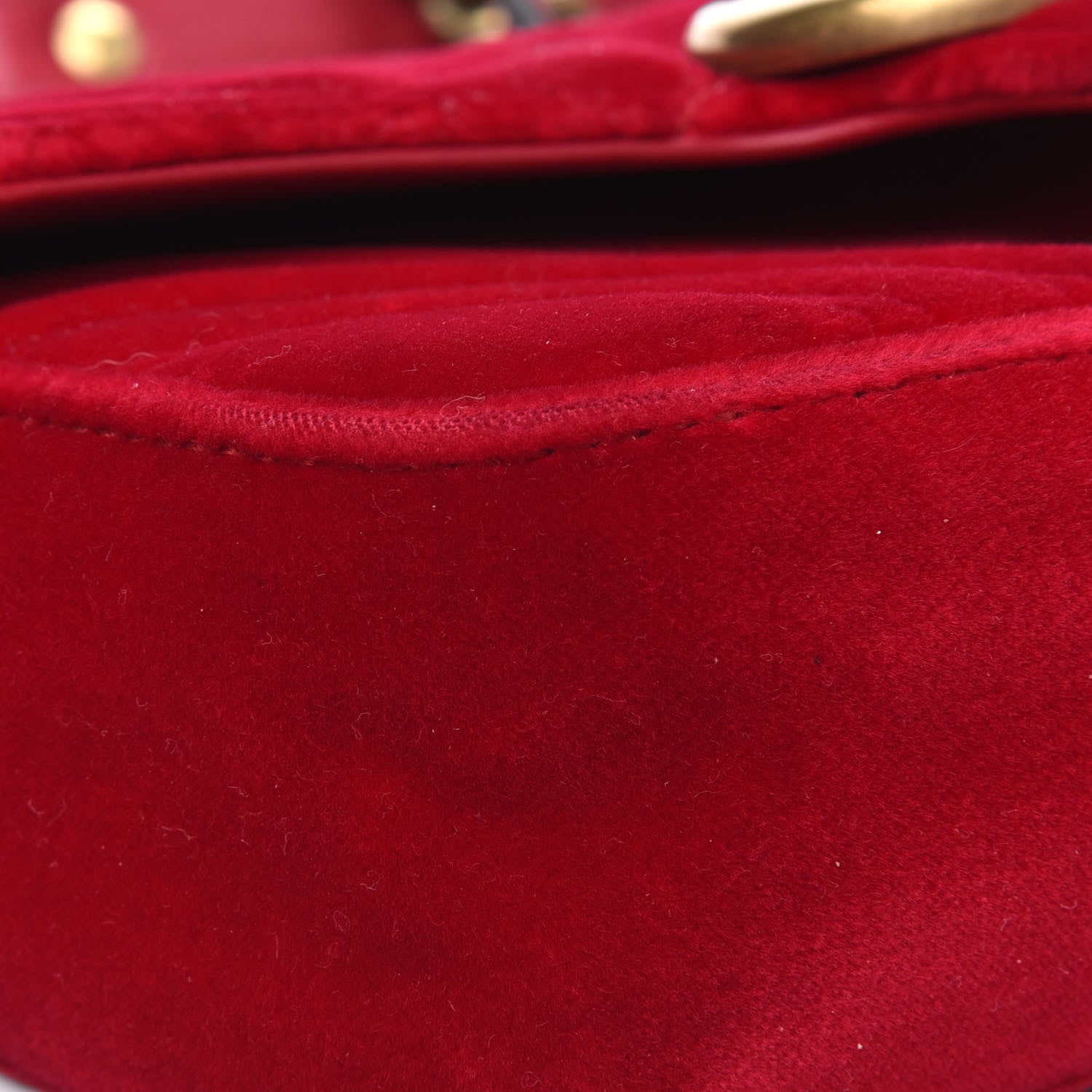 Gucci Velvet Matelasse Mini GG Marmont Shoulder Bag Hibiscus Red 14 of 24