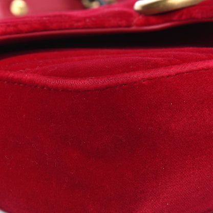 Gucci Velvet Matelasse Mini GG Marmont Shoulder Bag Hibiscus Red 14 of 24
