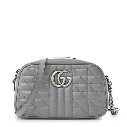 Gucci Calfskin Matelasse Aria Small GG Marmont Chain Shoulder Bag Deep Grey 1 of 11