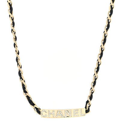 Chanel Metal Lambskin Crystal Sergeant Chanel Choker Necklace Black Gold 2 of 5