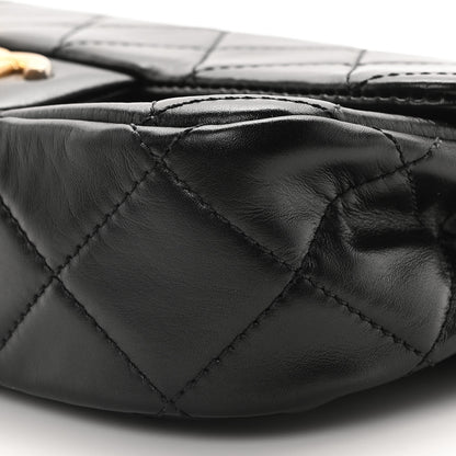 Chanel Calfskin Quilted Mini Rectangular Crystal Pearls Chain Flap Black 10 of 11