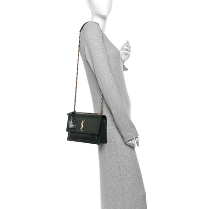 Saint Laurent Calfskin Medium Monogram Sunset New Vert Fonce 2 of 13