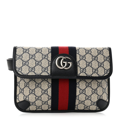 Gucci GG Supreme Monogram Web Small Ophidia Belt Bag 90 36 Beige Navy 1 of 11