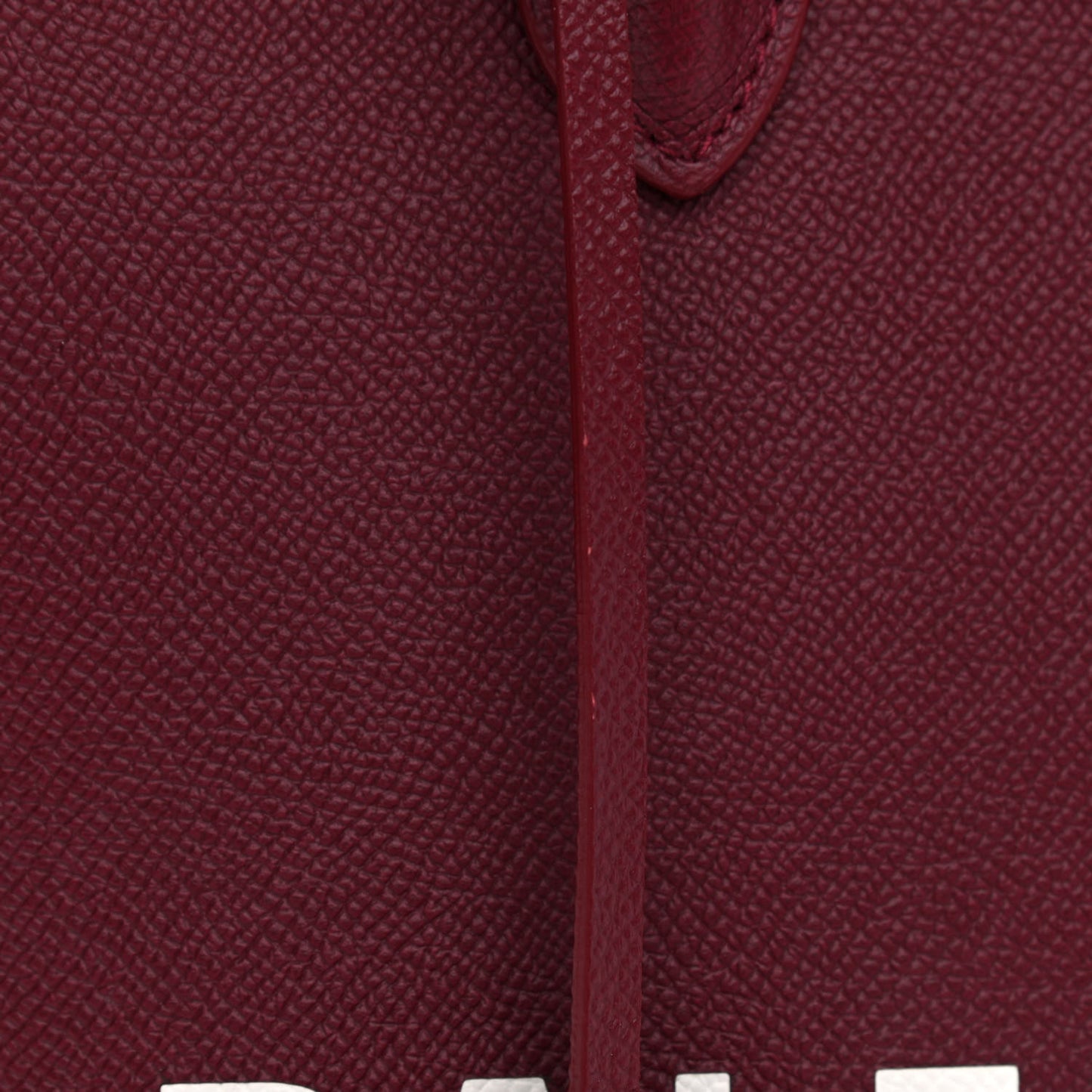 Signature Grained Calfskin Logo S Ville Top Handle Bag Rouge Grenat White