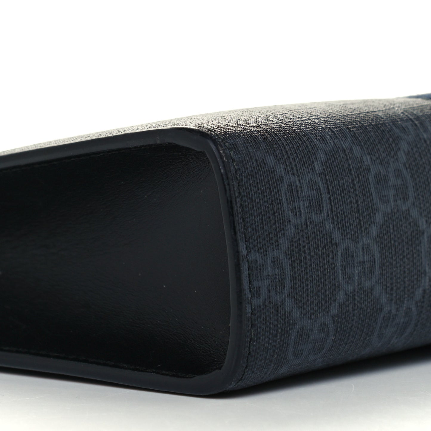 GG Supreme Monogram Selleria Calfskin Web New Web Cosmetic Case Black