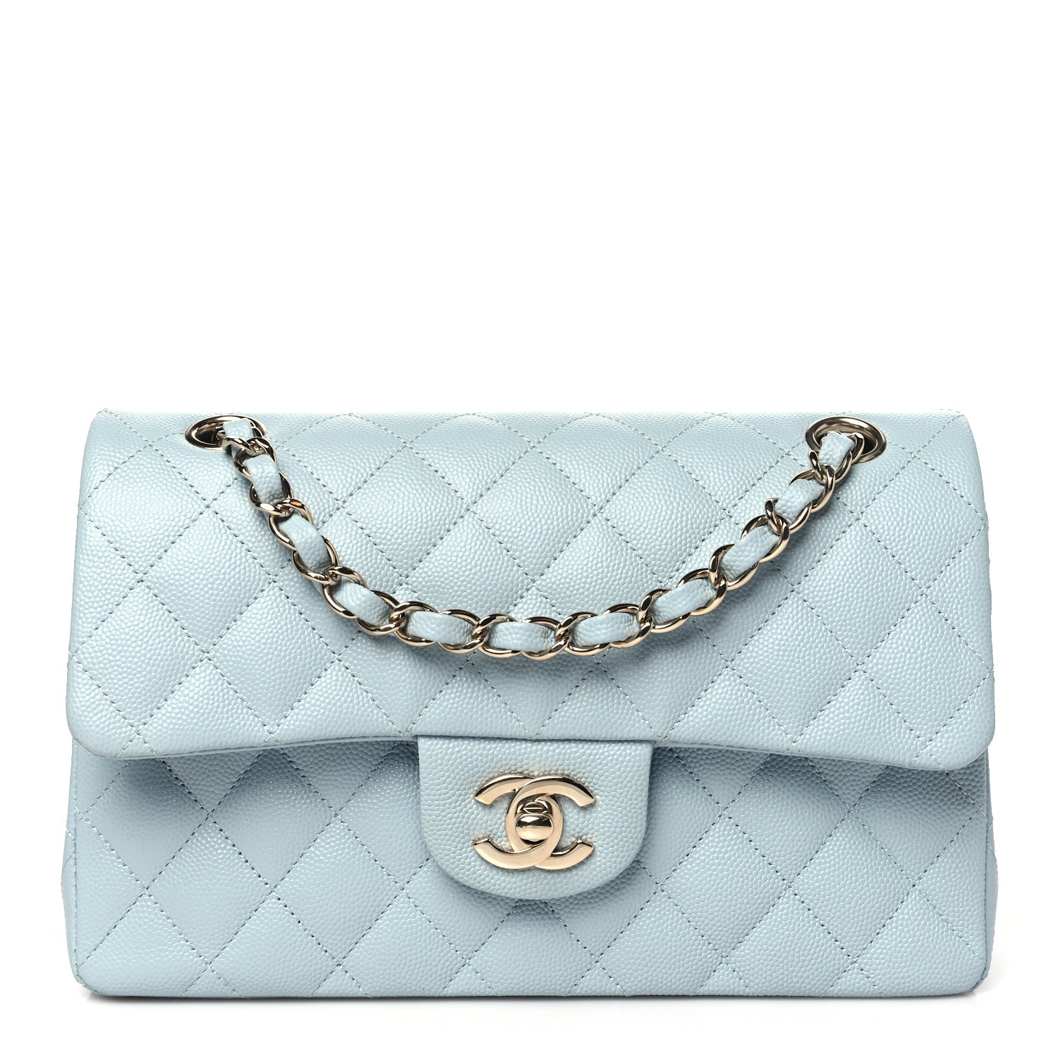 Chanel Caviar Quilted Small Double Flap Light Blue 1 of 10