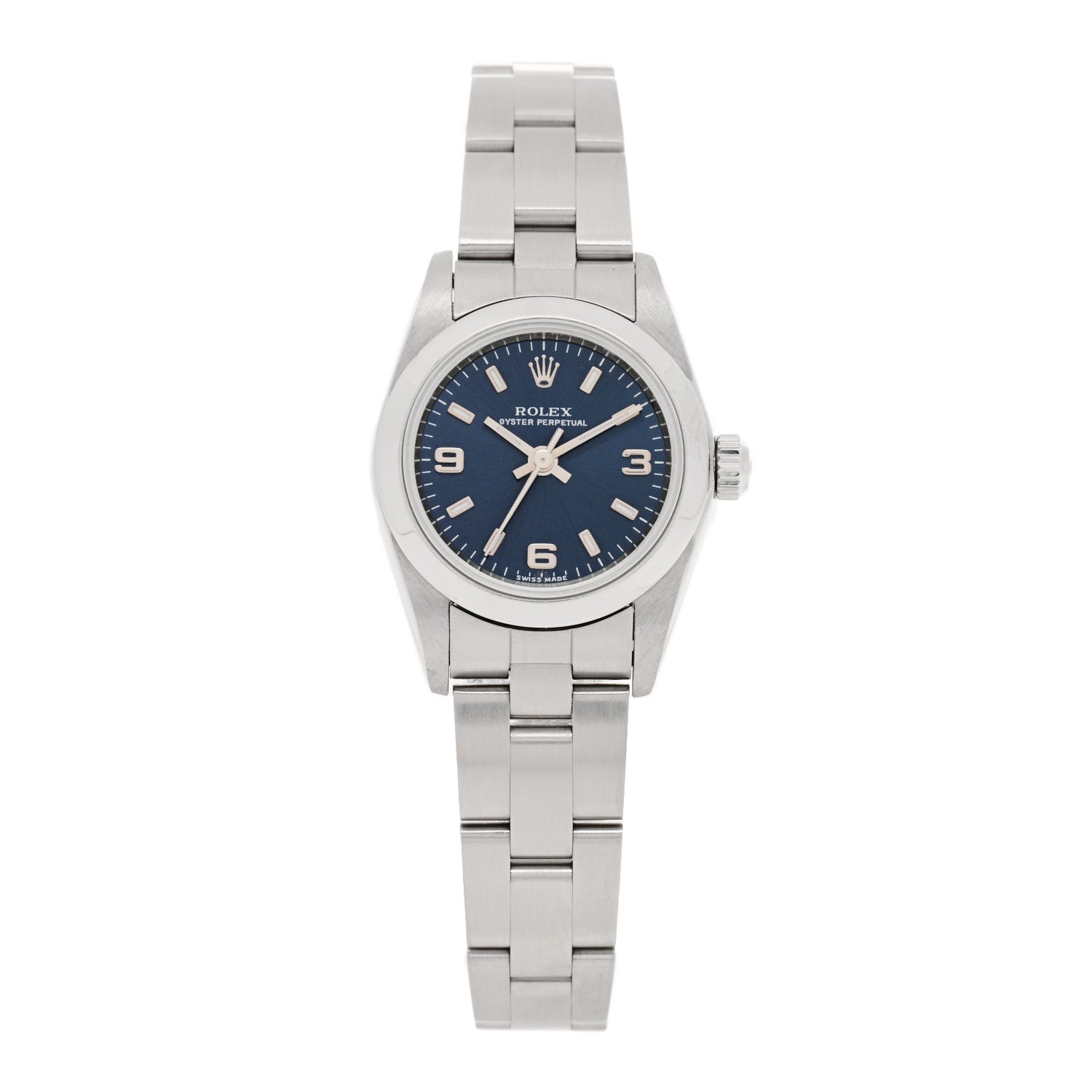 Rolex Stainless Steel 24mm Oyster Perpetual Watch Blue 76080 1 of 4