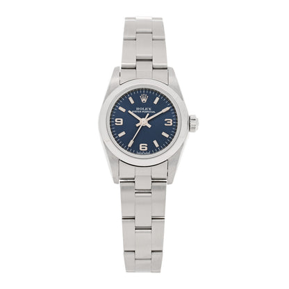 Rolex Stainless Steel 24mm Oyster Perpetual Watch Blue 76080 1 of 4