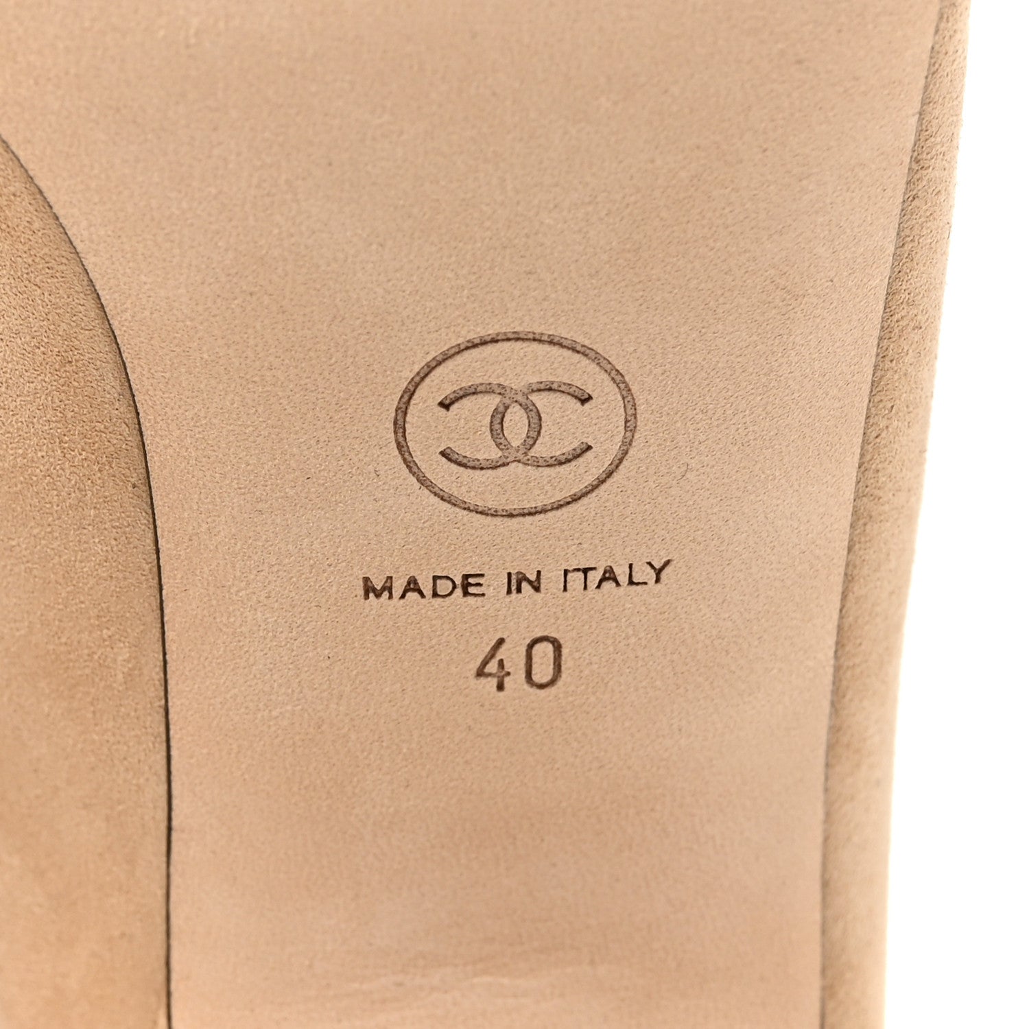 Chanel Suede Satin Cap Toe Low Heel Pumps 40 Beige Black 7 of 9