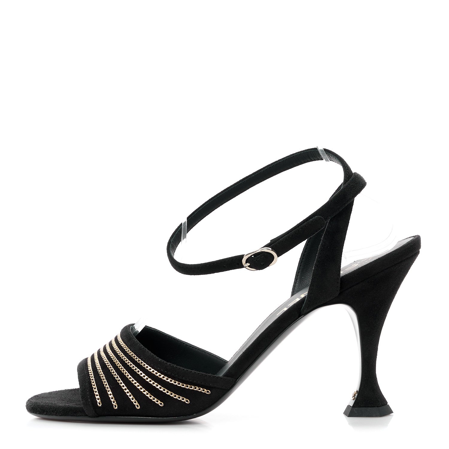 Chanel Suede Kidskin Chain Sandals 40 Black 1 of 9