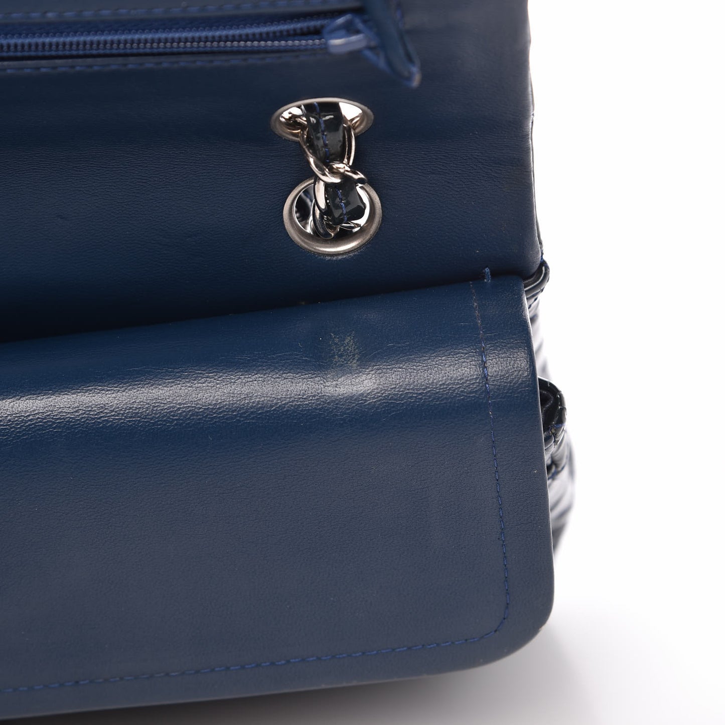 Patent Quilted Medium Double Flap Navy