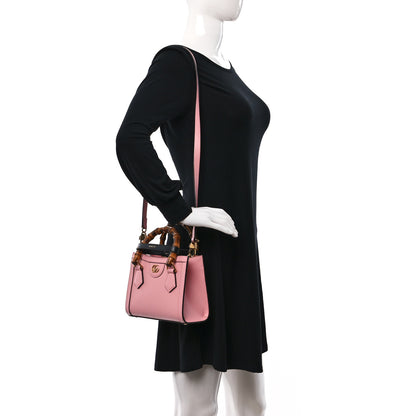 Gucci Textured Dollar Calfskin Web Mini Diana Tote Bag Wild Rose Black 2 of 11