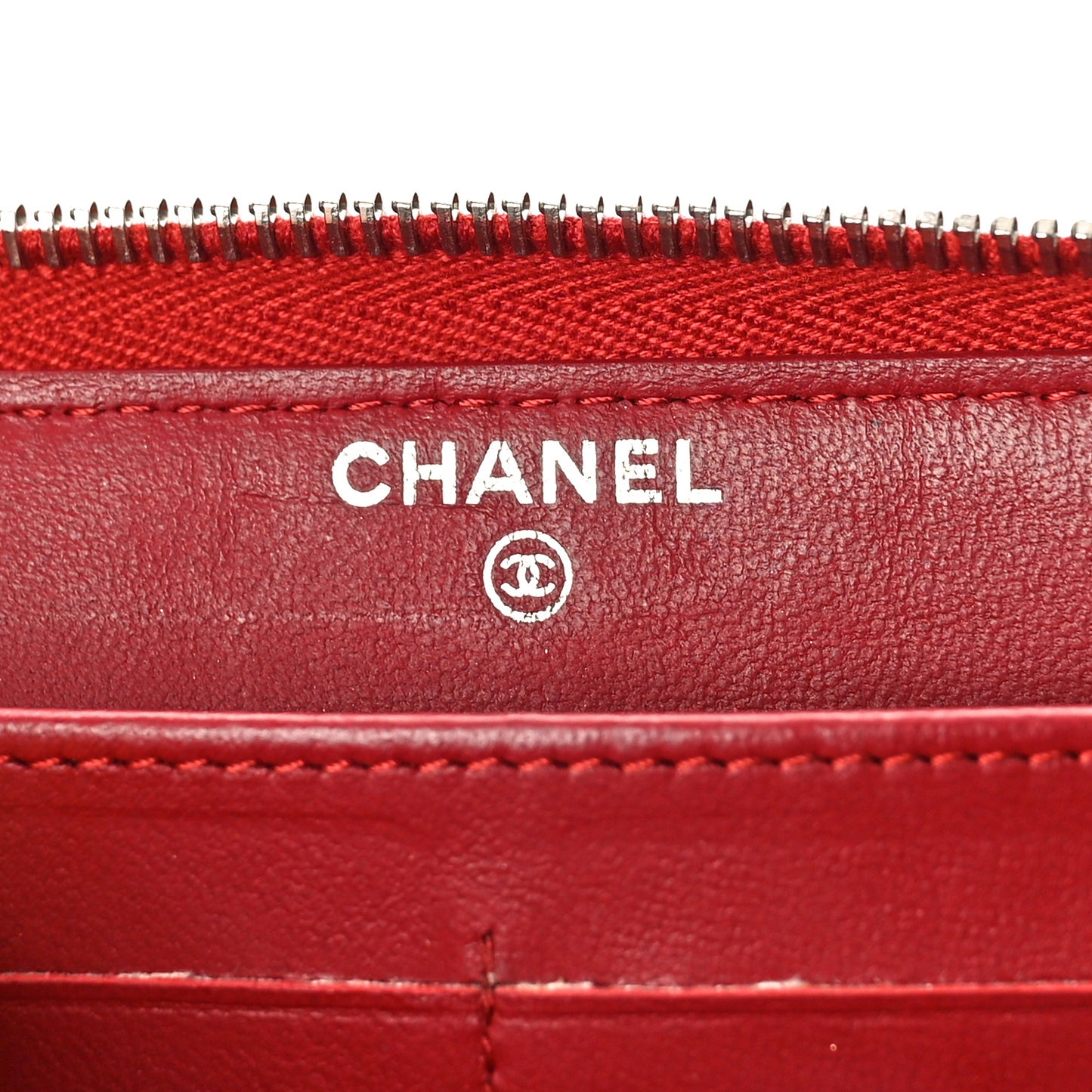 Lambskin Quilted Large Gusset Zip Around Wallet Red