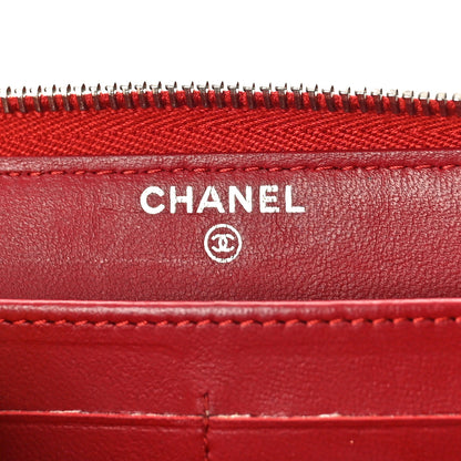 Chanel Lambskin Quilted Large Gusset Zip Around Wallet Red 6 of 11