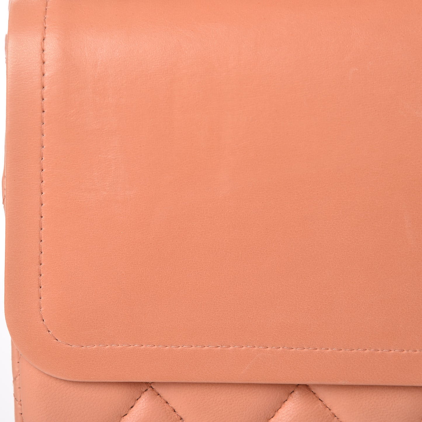 Lambskin Quilted Jumbo Double Flap Light Orange