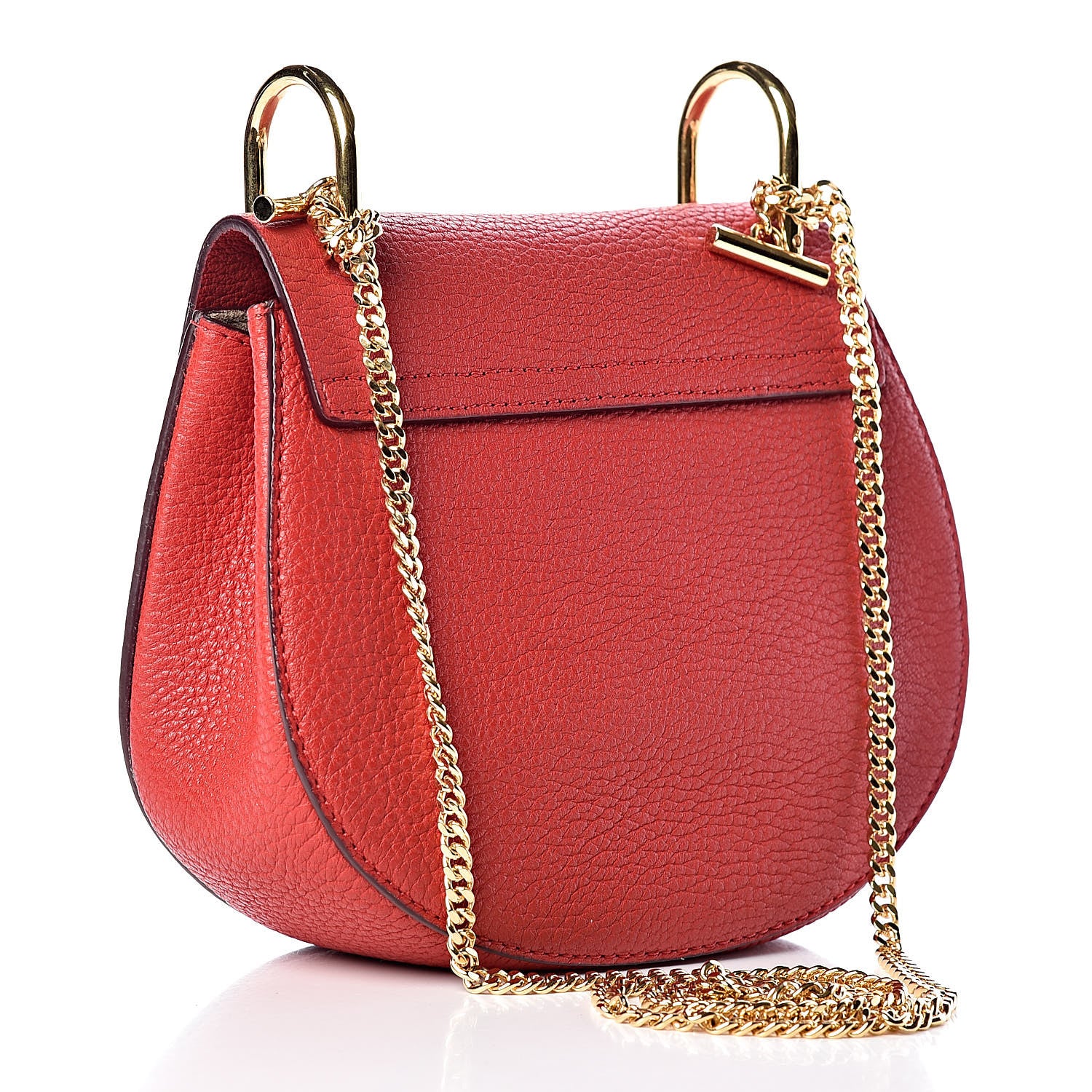 Chloe Grained Lambskin Mini Drew Shoulder Bag Plaid Red 3 of 9