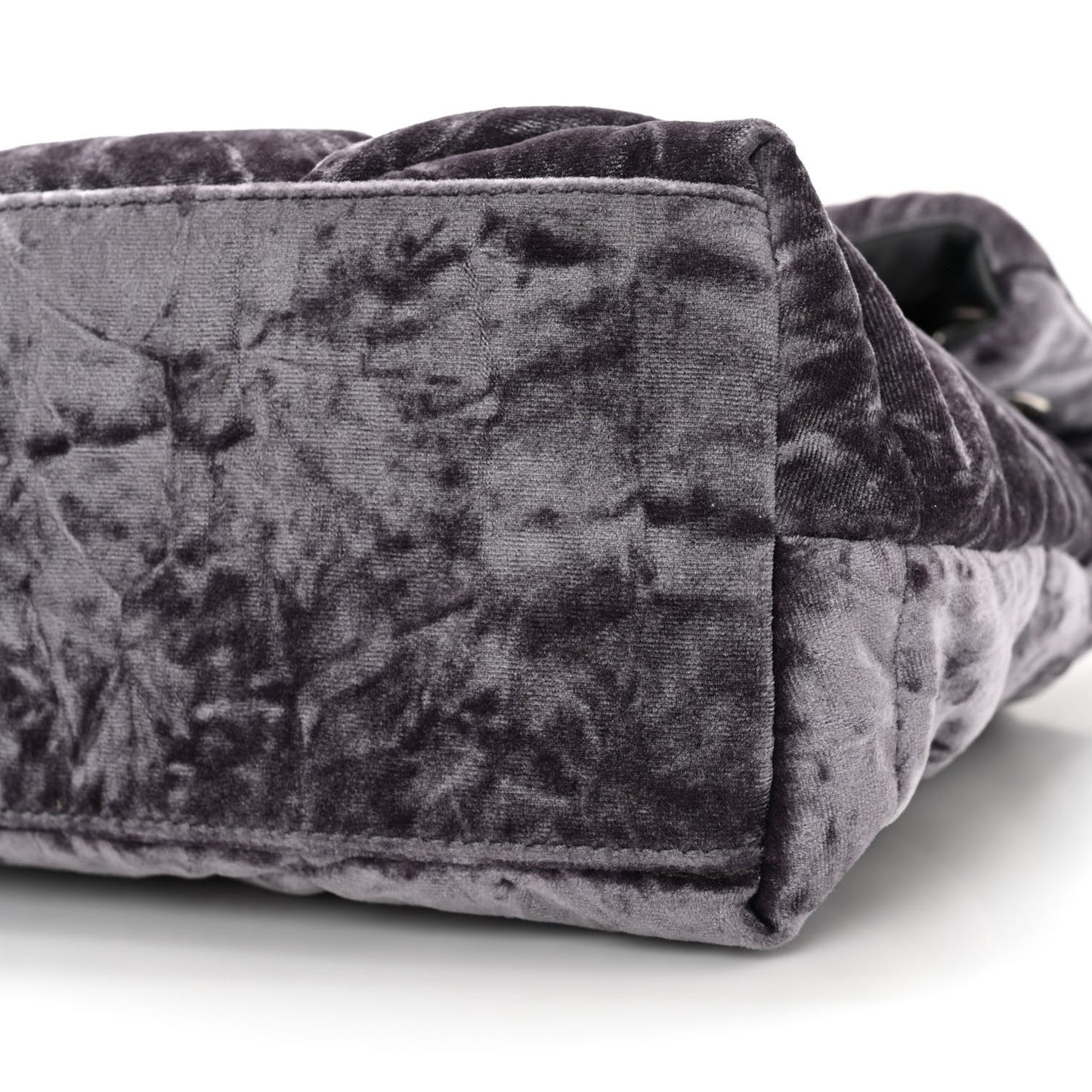 Crushed Velvet Quilted Small Loulou Puffer Monogram Chain Satchel Cloud Grey
