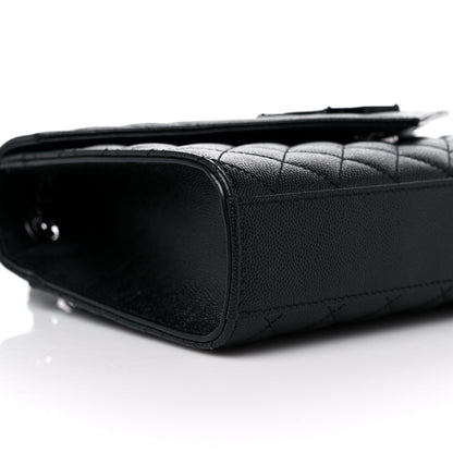 Saint Laurent Grain De Poudre Textured Mixed Matelasse Triquilt Medium Monogram Satchel Black 9 of 13