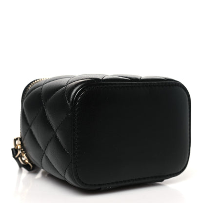 Chanel Lambskin Quilted Mini Pearl Crush Vanity Case With Chain Black 4 of 10