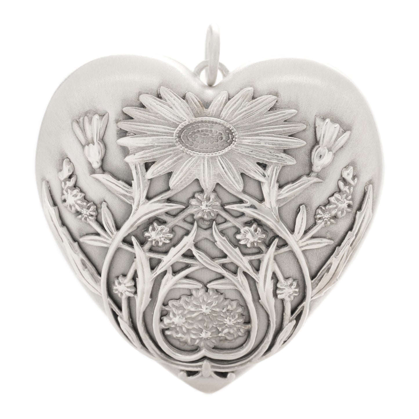 Sterling Silver Large Ziegfeld Daisy Heart Locket Pendant