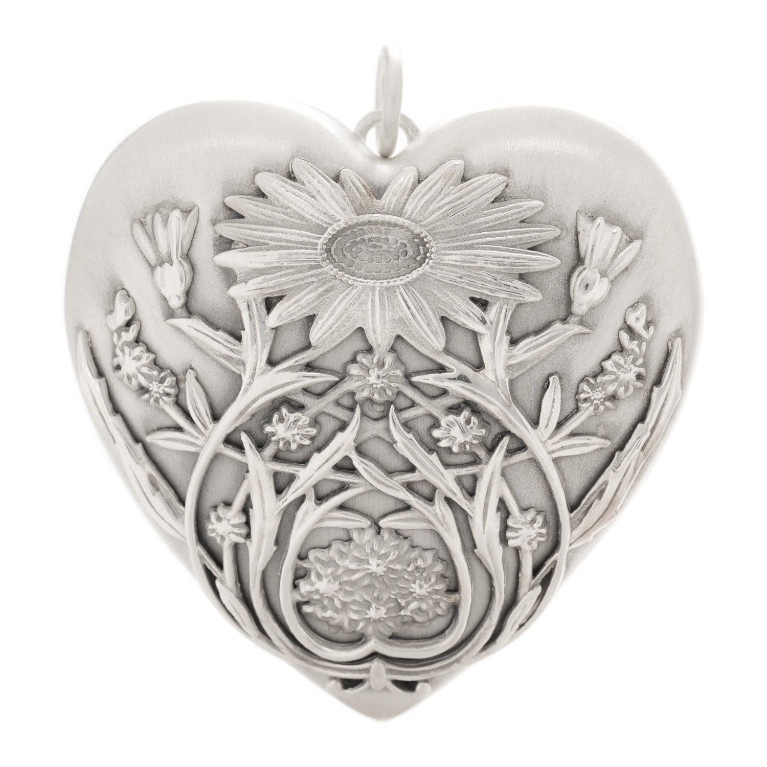 Tiffany Sterling Silver Large Ziegfeld Daisy Heart Locket Pendant 1 of 4