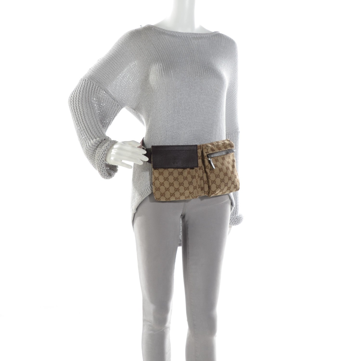 Gucci GG Monogram Double Pocket Belt Bag Dark Brown 2 of 7