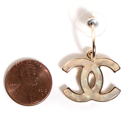Chanel Pearlized Enamel CC Dangle Earrings Gold 2 of 4