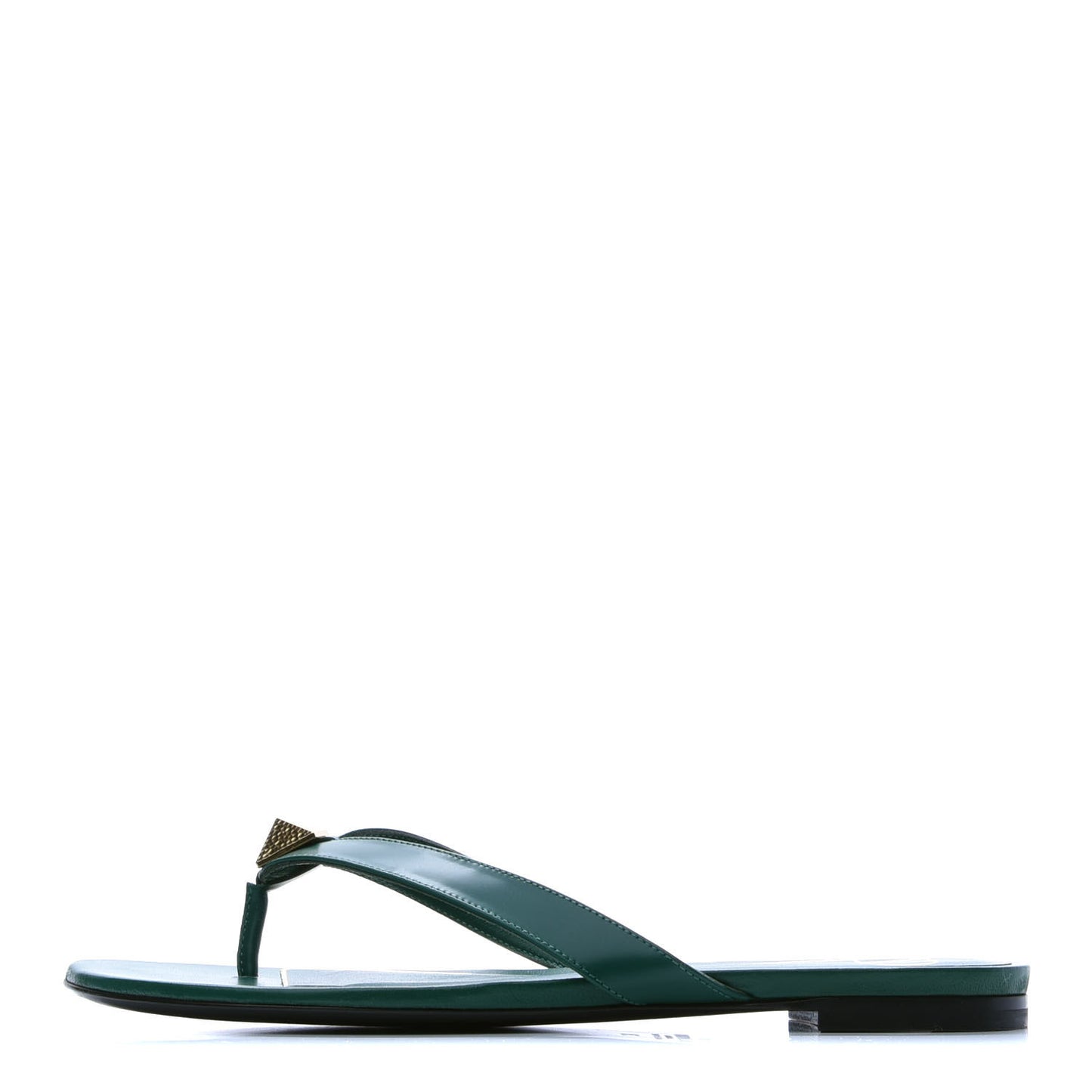 Calfskin Rockstud Thong Sandals 38 Green
