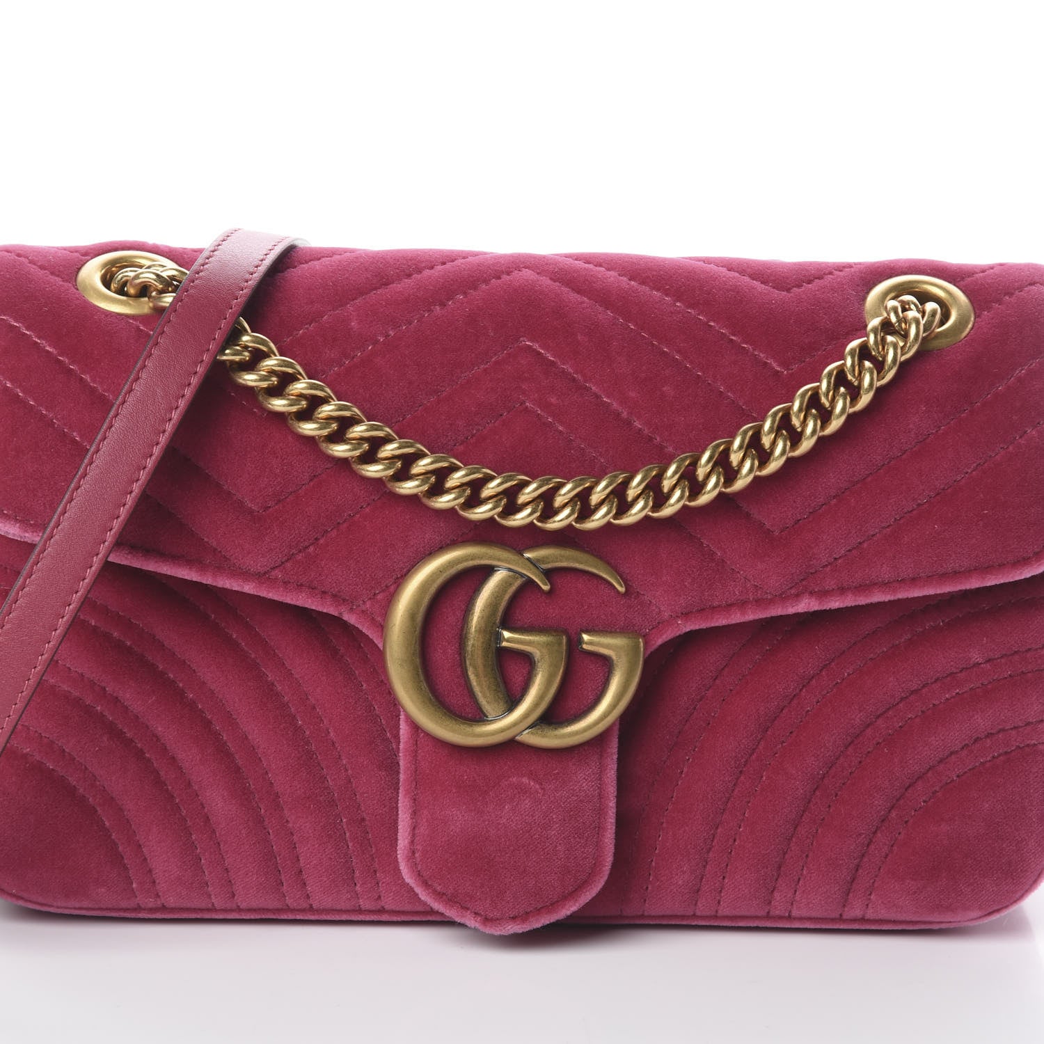 Gucci Velvet Matelasse Small GG Marmont Shoulder Bag Light Raspberry Rose 8 of 8