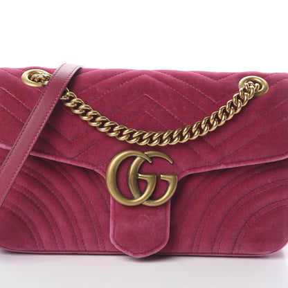 Gucci Velvet Matelasse Small GG Marmont Shoulder Bag Light Raspberry Rose 8 of 8