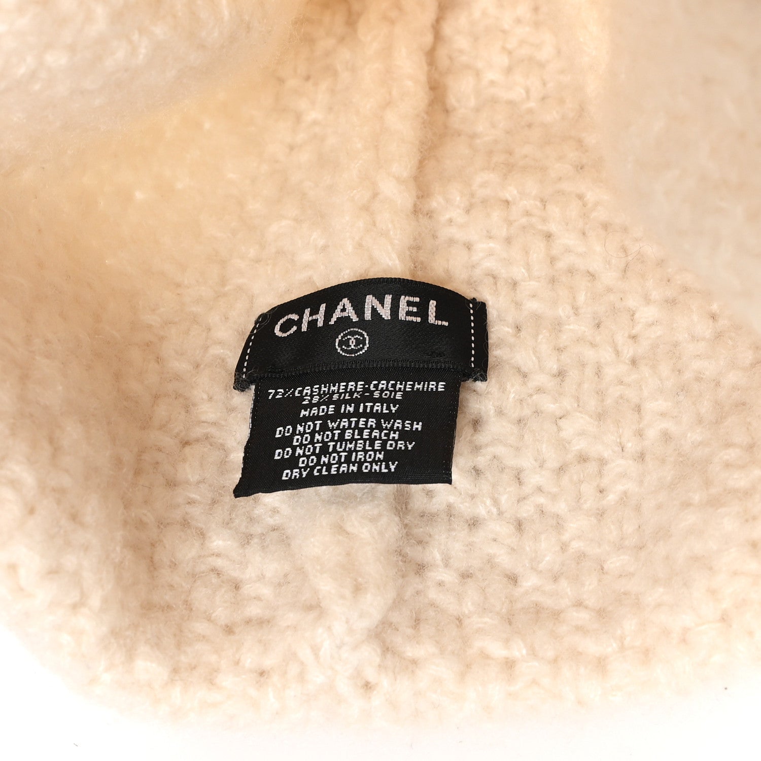 Chanel Cashmere Silk CC Beanie Hat Beige Ecru 5 of 7