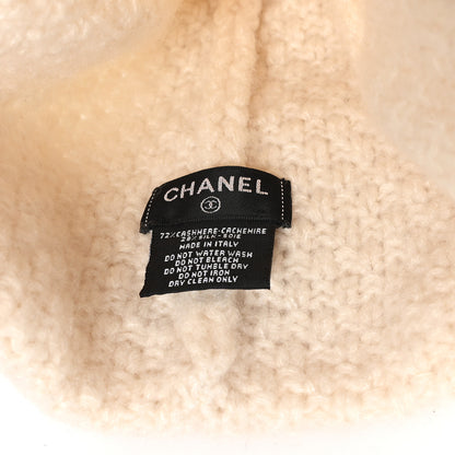 Chanel Cashmere Silk CC Beanie Hat Beige Ecru 5 of 7