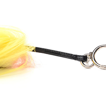 Fendi Fox Mink Goat Fur Mini Karlito Bag Charm White Black Flamingo 4 of 6