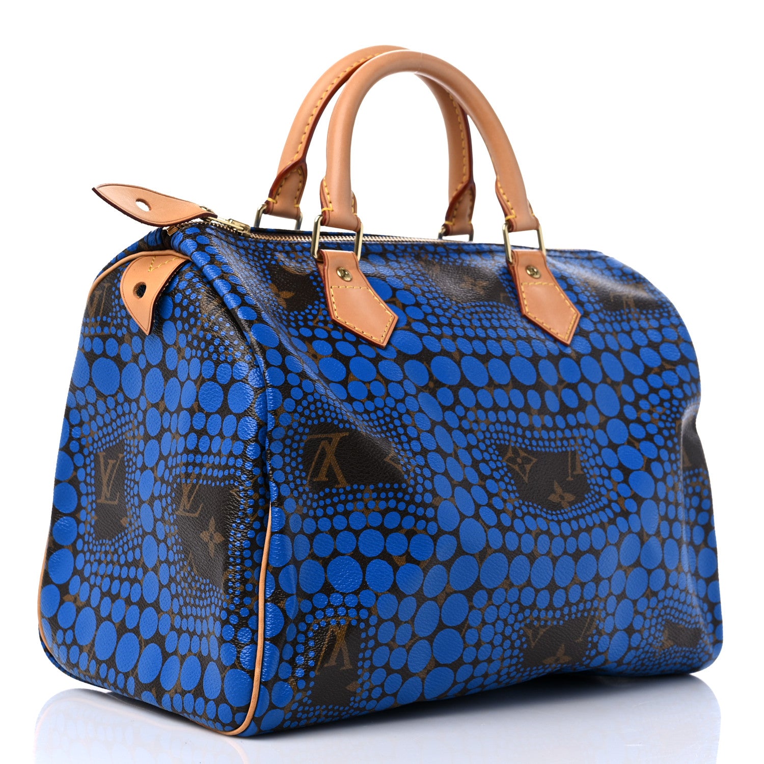 Louis Vuitton Monogram Kusama Town Speedy 30 Blue 3 of 12
