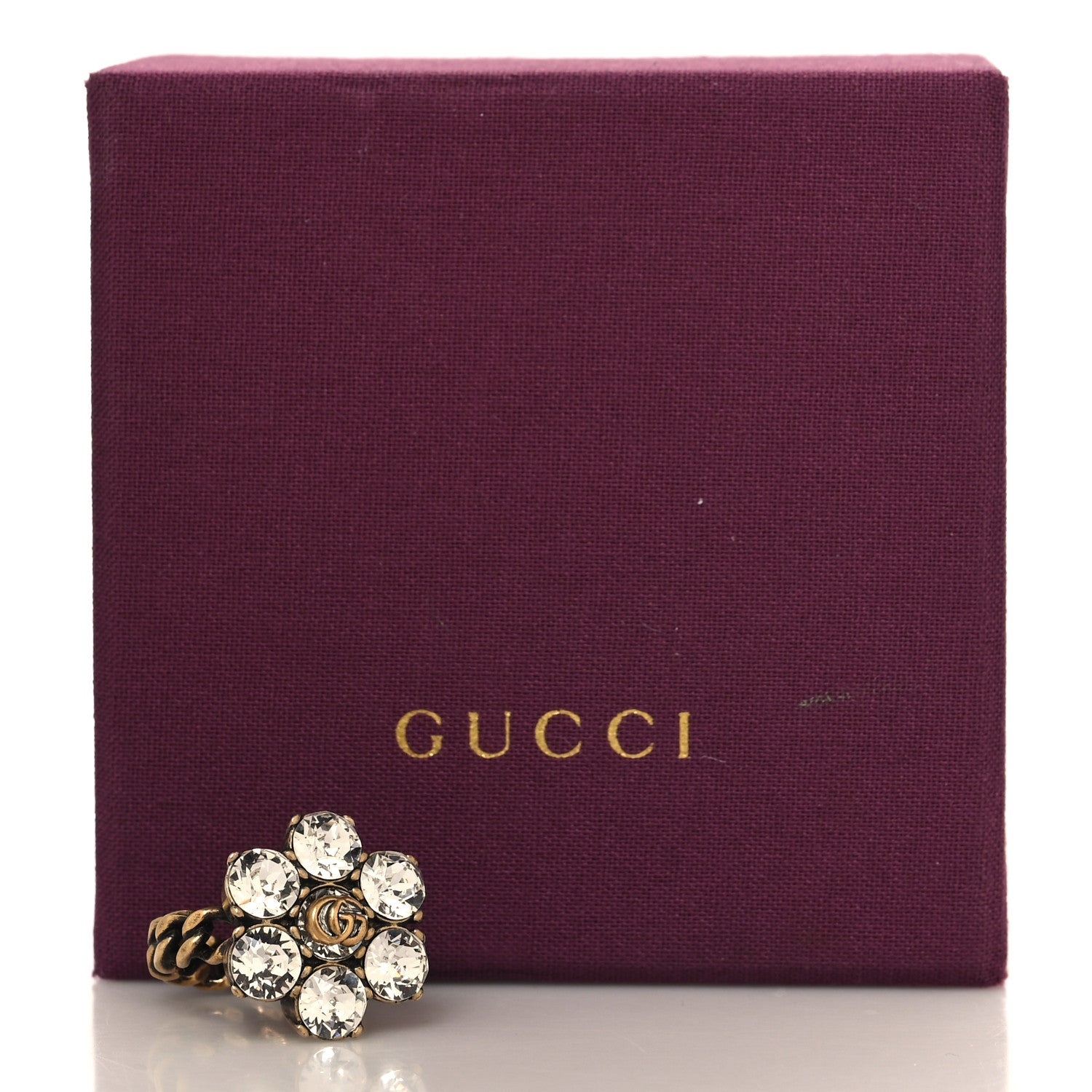 Gucci Metal Crystal Marmont Ring S Aged Gold 5 of 5