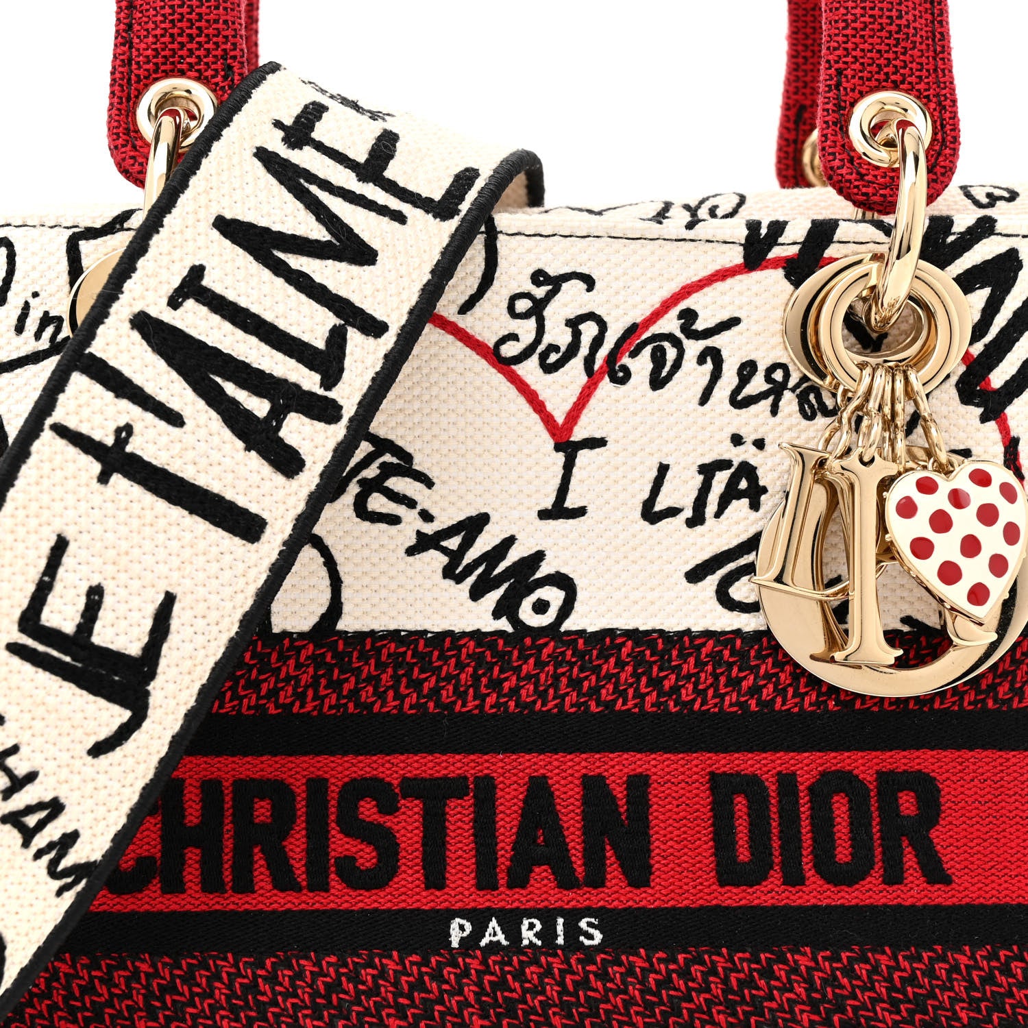 Christian Dior Canvas Medium DiorAmour Graffiti Lady D-Lite Latte 8 of 10