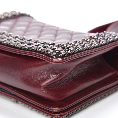 Chanel Glazed Calfskin Quilted Small Boy Chained Flap Burgundy 14 of 18