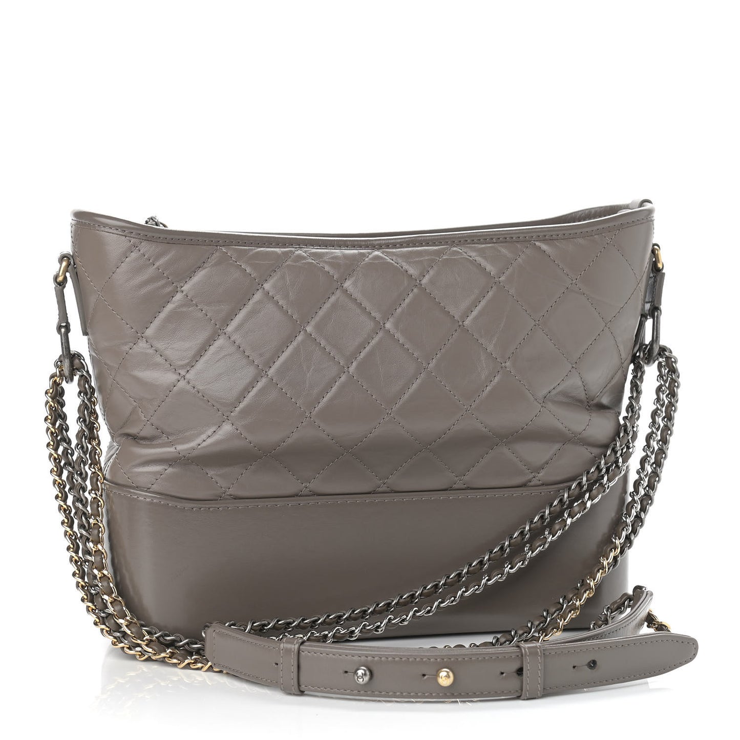 Aged Calfskin Quilted Medium Gabrielle Hobo Grey