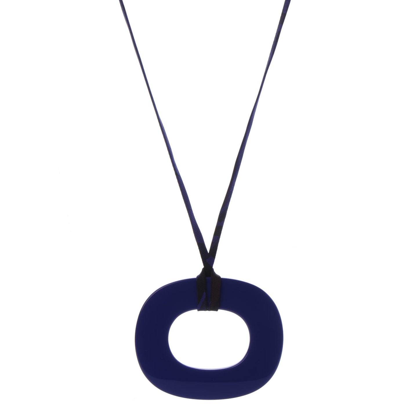 Lacquered Buffalo Horn Small Dip Dye Pendant Necklace Bleu Imperial